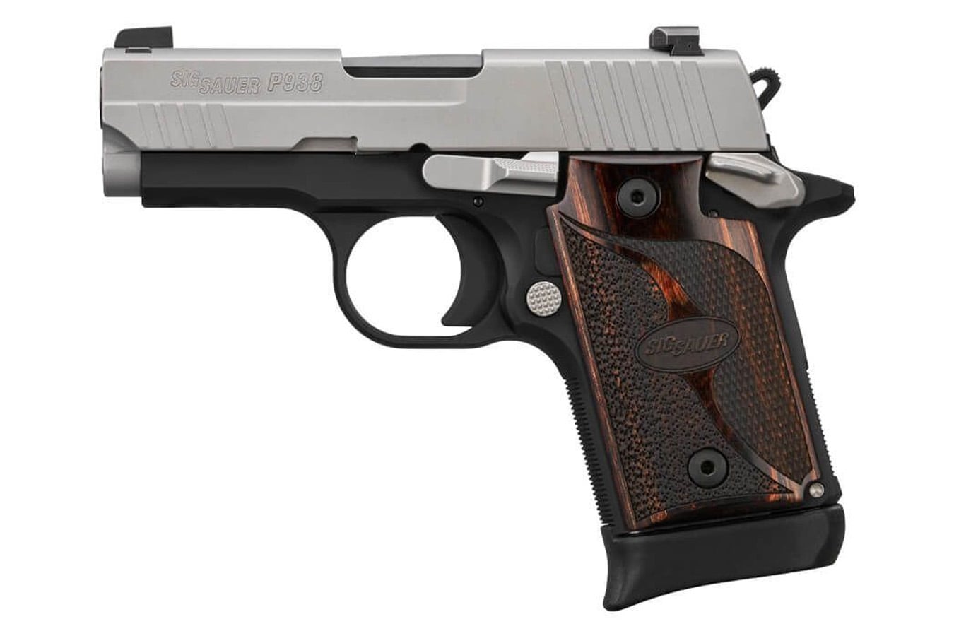 SIG SAUER P938 9mm Two-Tone Pistol with Stainless Slide and Walnut Grips